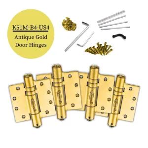 Antique Gold Door Hinges | Hydraulic Hydric | Stainless Steel | 8ft | K51M-B4-US4 | 4 Pack