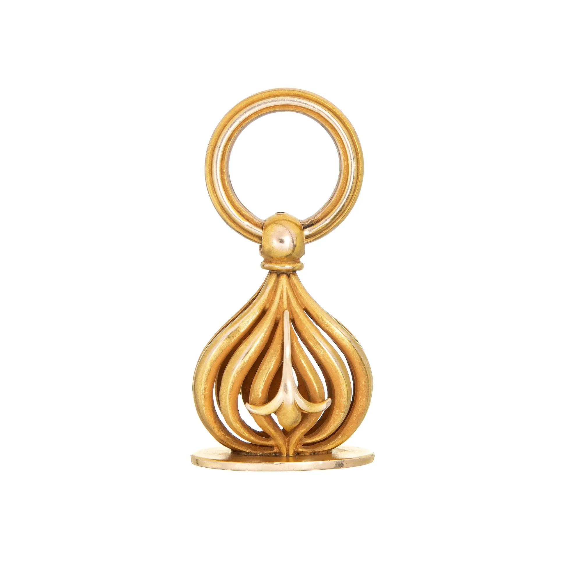 Antique Victorian Fob 14k Yellow Gold Engraved Charm Seal Vintage Fine Jewelry