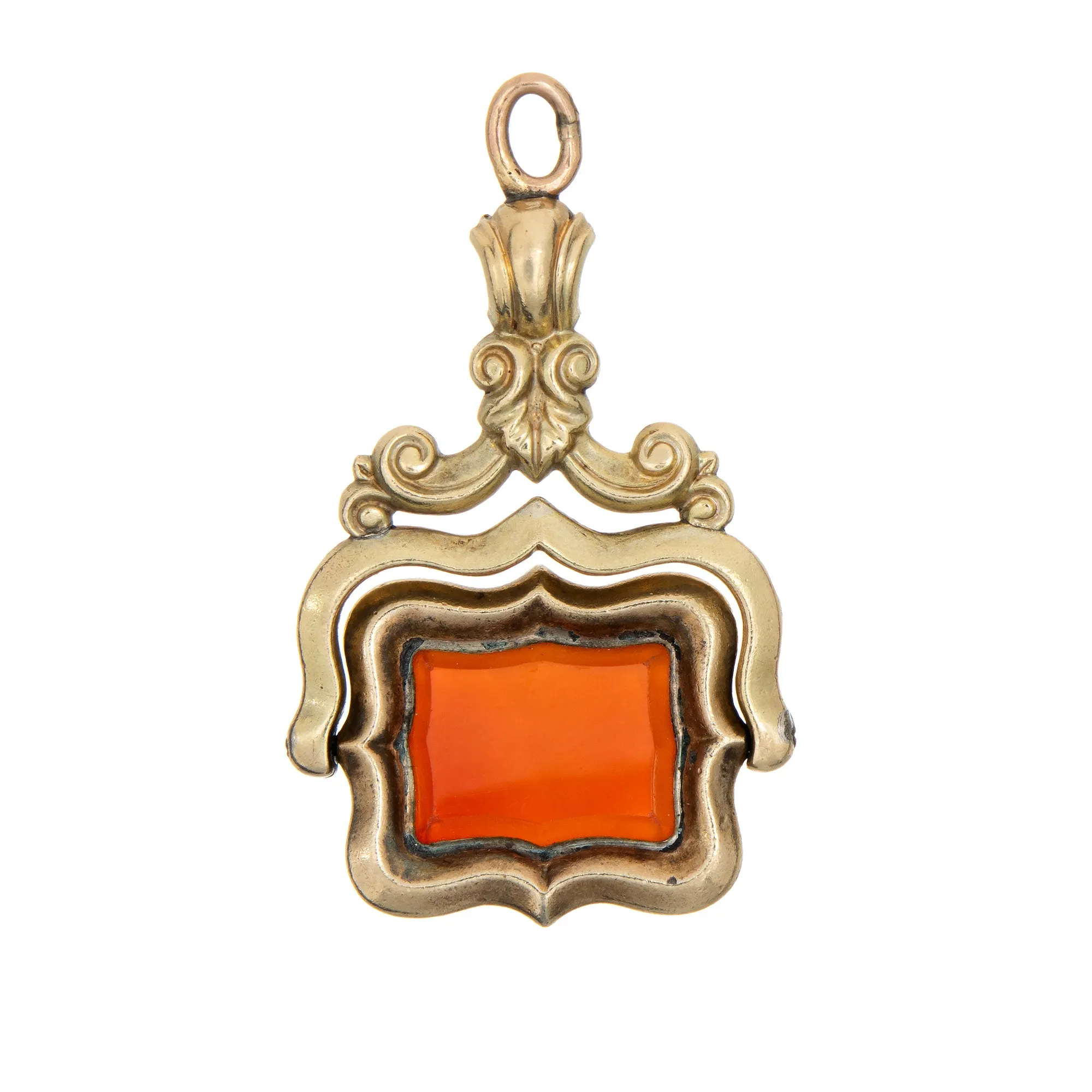 Antique Victorian Spinning Fob 14k Yellow Gold Carnelian Charm Pendant Jewelry