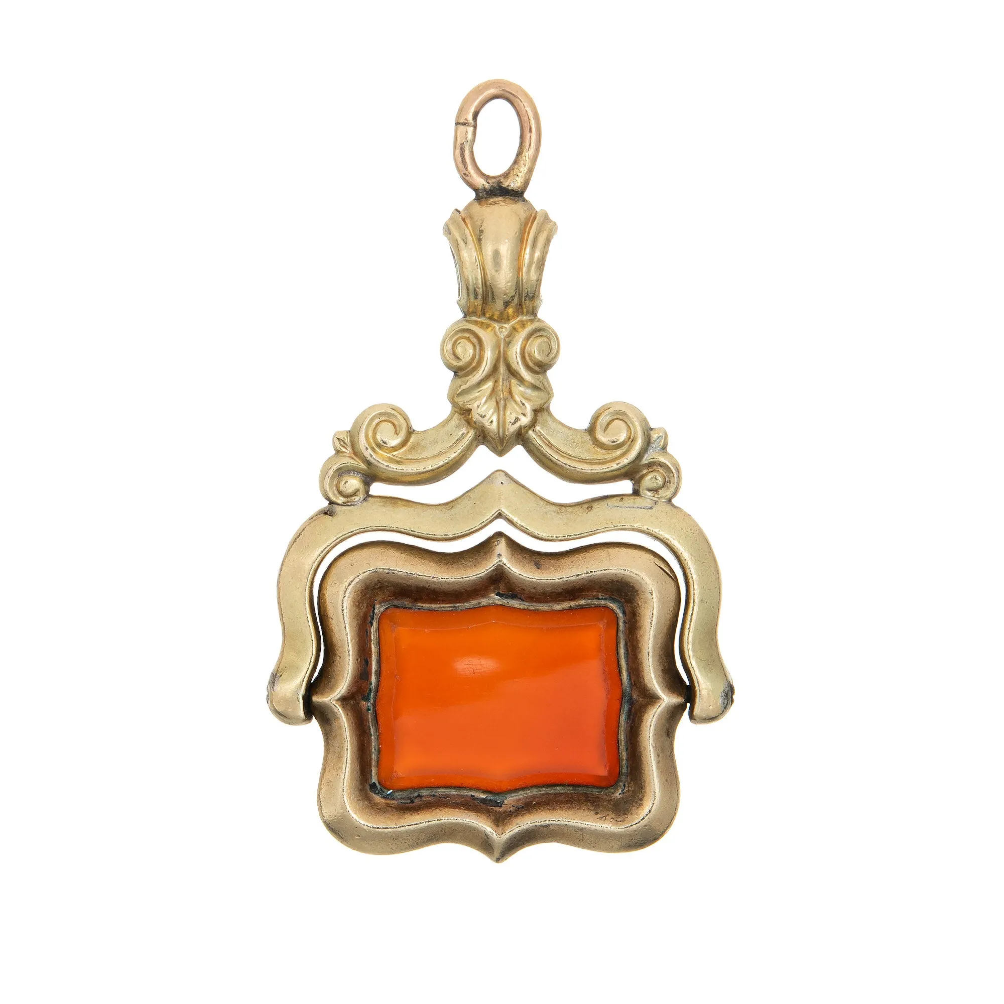 Antique Victorian Spinning Fob 14k Yellow Gold Carnelian Charm Pendant Jewelry