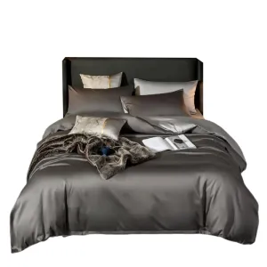 Anyhouz Bed Sheet Deep Grey Light Grey Ultra Soft Luxury Egyptian Cotton Bedding Cover Queen Size 6 Pcs Bed Set