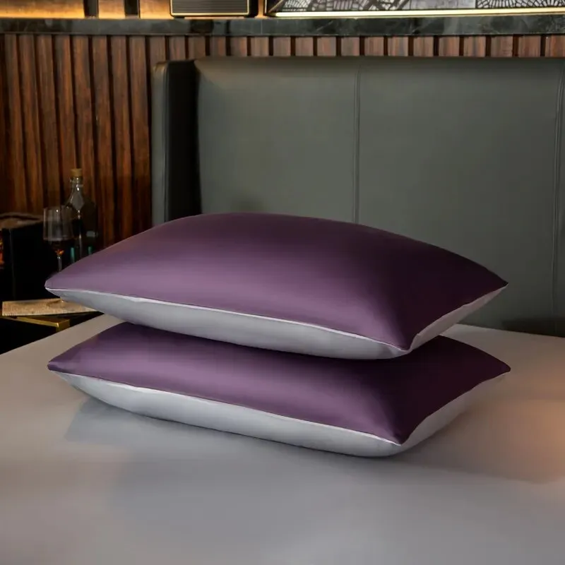 Anyhouz Bed Sheet Purple Light Grey Ultra Soft Luxury Egyptian Cotton Bedding Cover King Size 4 Pcs Bed Set