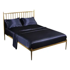 Anyhouz Fitted Sheet Silky Sheet Set with Pillow Cases - King - Blue