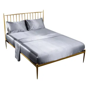 Anyhouz Fitted Sheet Silky Sheet Set with Pillow Cases - Queen - Grey