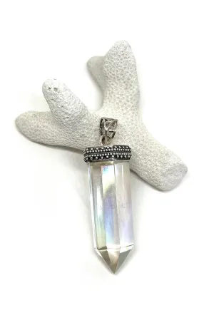 Aqua Aura Quartz Sterling Silver Pendant