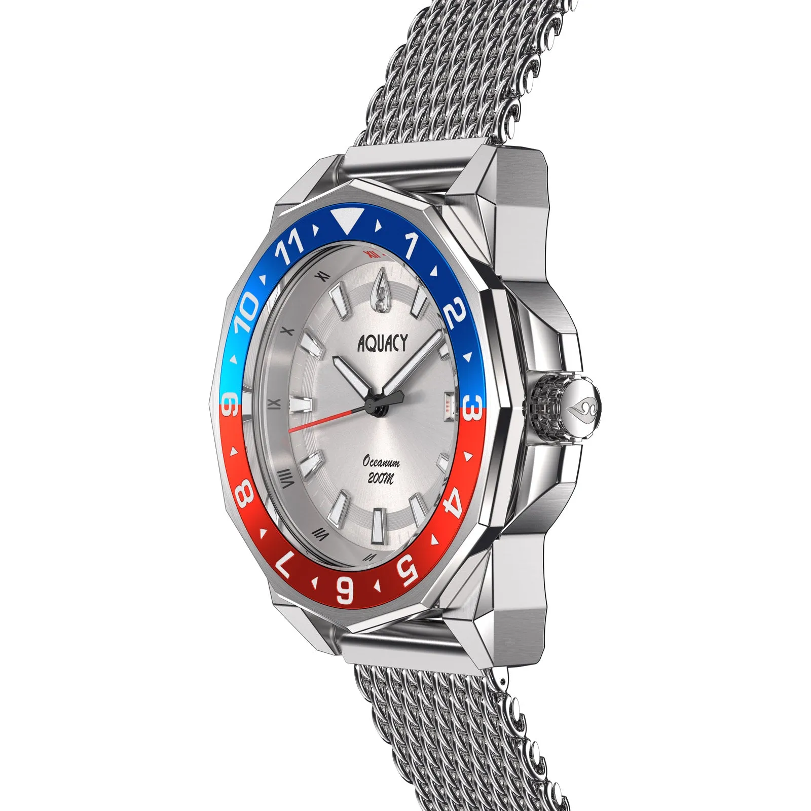 Aquacy Hei Matau Oceanum Men's Automatic 200M Silver Dial Dive Watch ON.SL.BL.RD.MH
