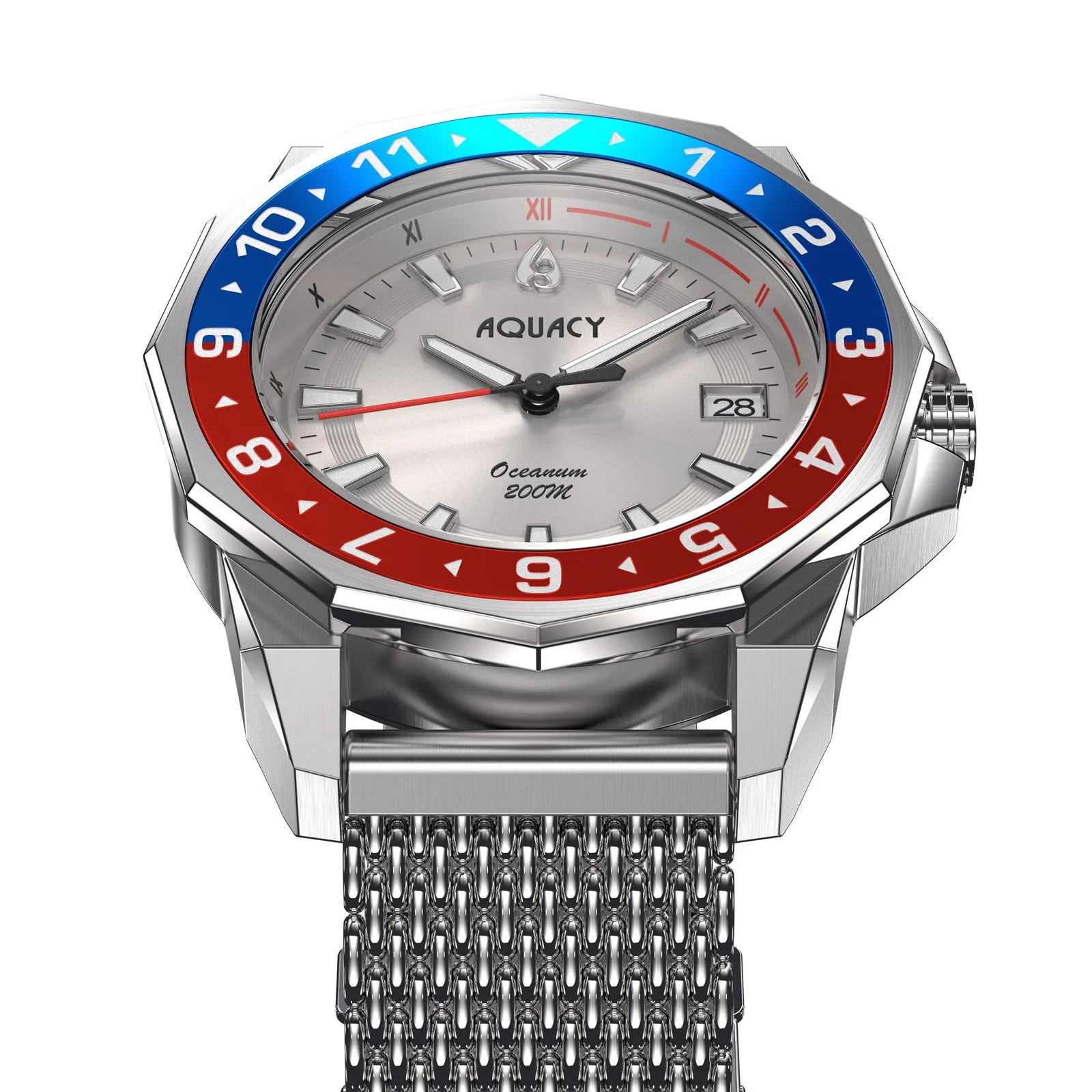 Aquacy Hei Matau Oceanum Men's Automatic 200M Silver Dial Dive Watch ON.SL.BL.RD.MH
