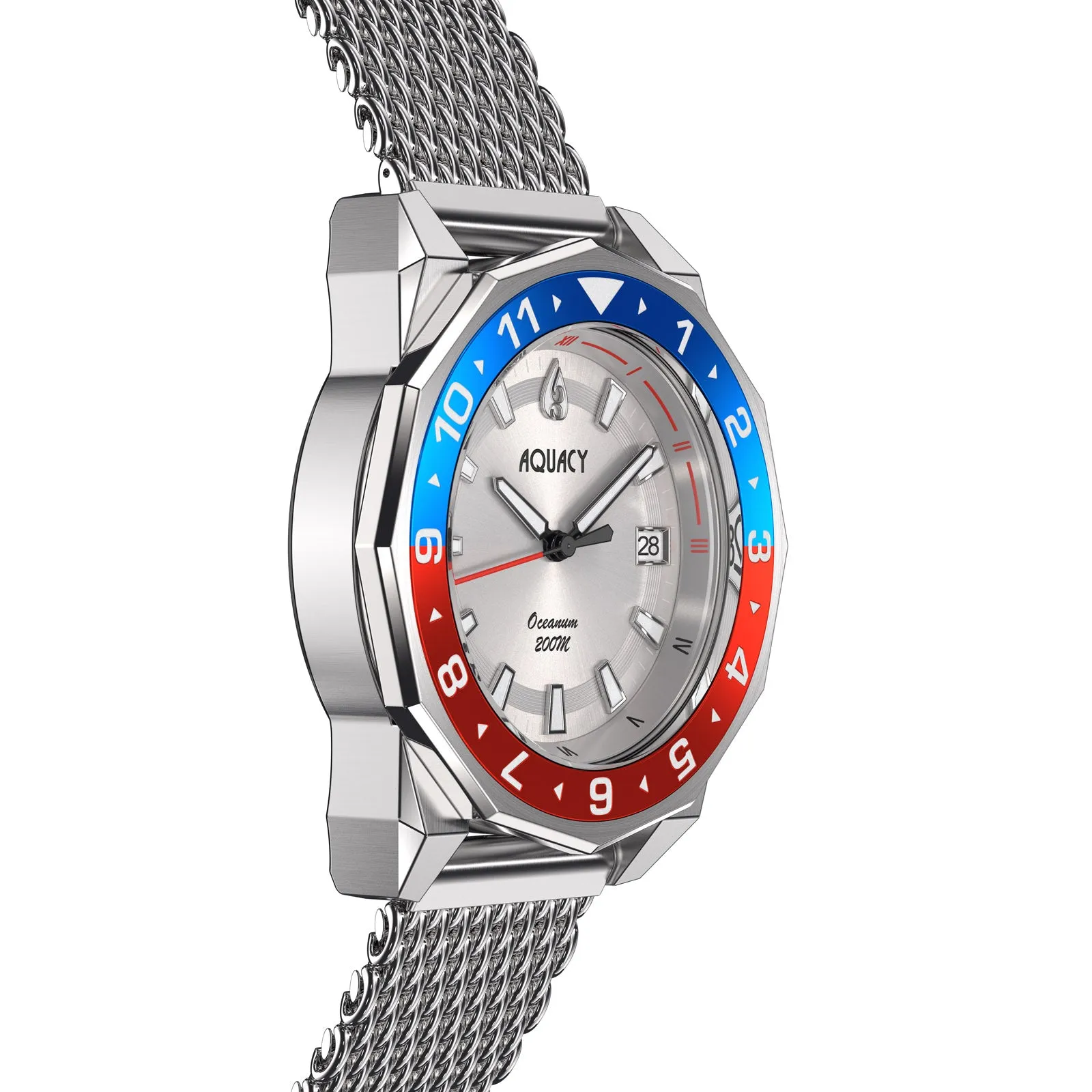 Aquacy Hei Matau Oceanum Men's Automatic 200M Silver Dial Dive Watch ON.SL.BL.RD.MH