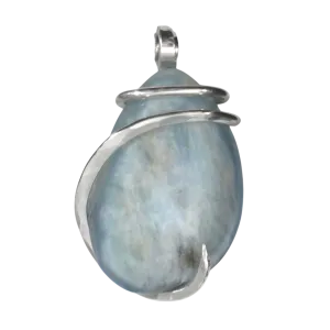 Aquamarine Handmade Crystal Pendant Wrapped in Silver