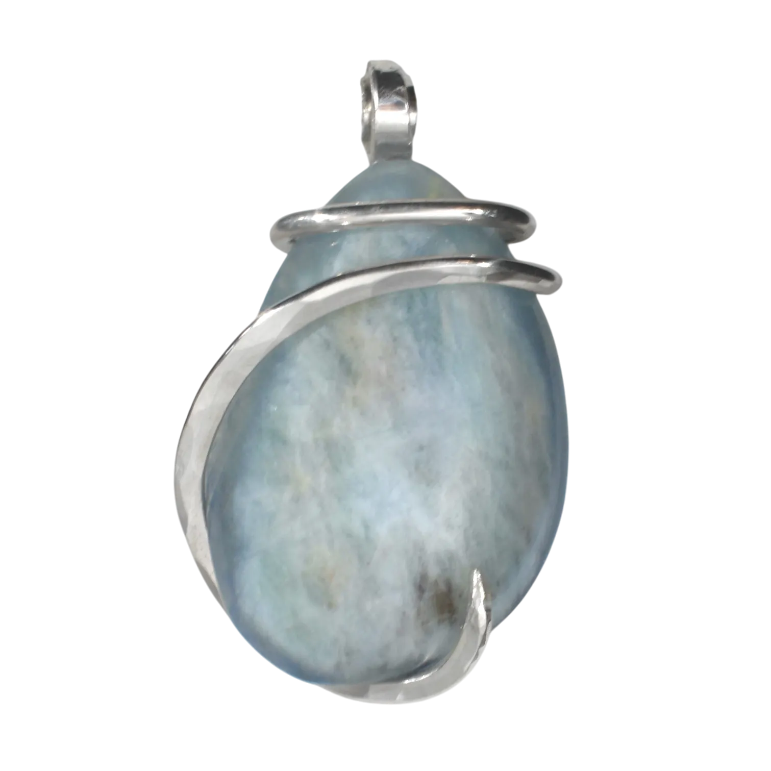 Aquamarine Handmade Crystal Pendant Wrapped in Silver