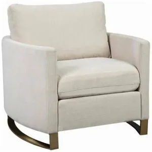 Arched Arms Chair in Beige with Rose Brass Legs