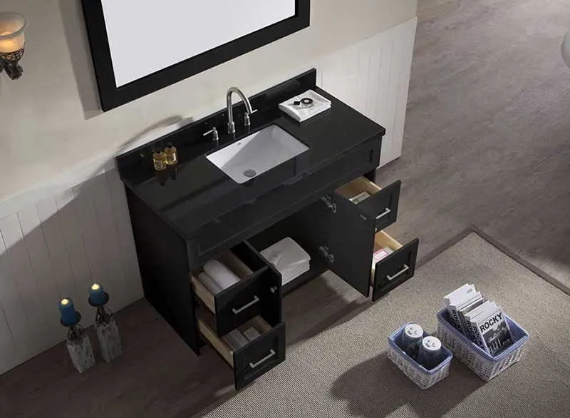 Ariel Hamlet 49" Single Sink Vanity Set with Absolute Black Granite Countertop in Black