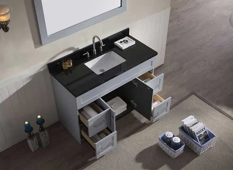 Ariel Hamlet 49" Single Sink Vanity Set with Absolute Black Granite Countertop in Grey