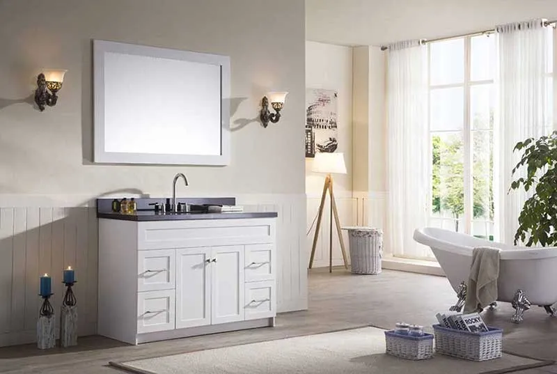 Ariel Hamlet 49" Single Sink Vanity Set with Absolute Black Granite Countertop in White