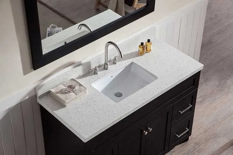 Ariel Hamlet 49" Single Sink Vanity Set with White Quartz Countertop in Black