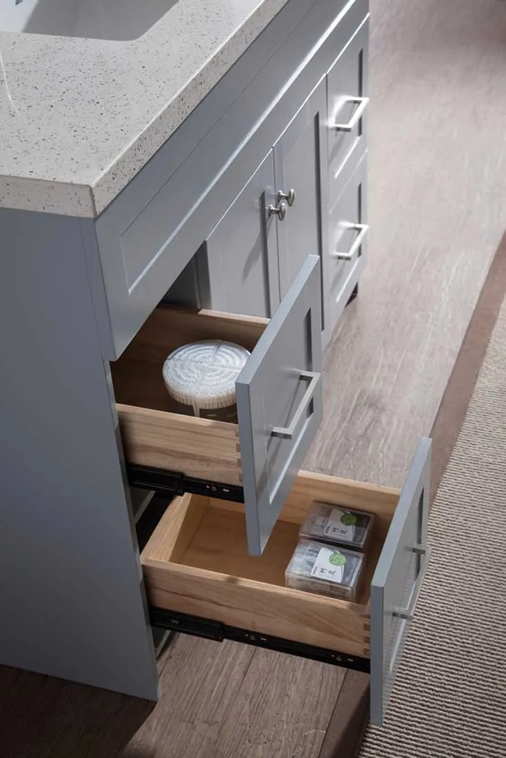 Ariel Hamlet 49" Single Sink Vanity Set with White Quartz Countertop in Grey