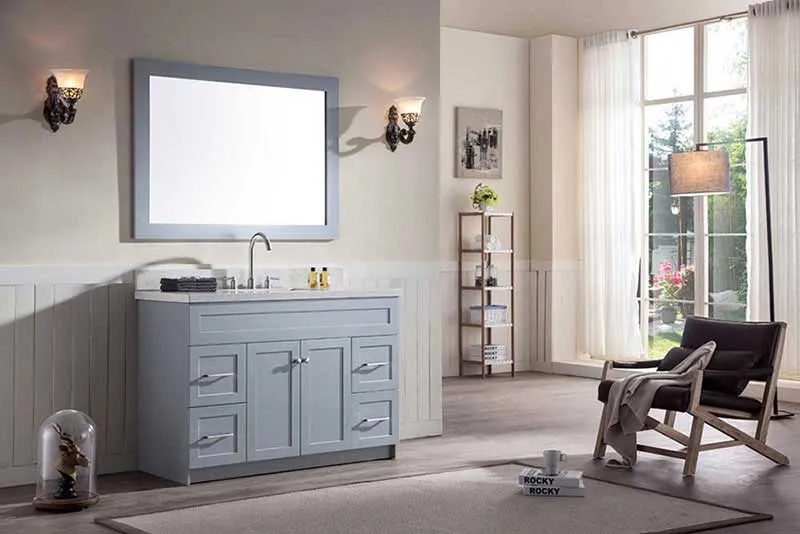 Ariel Hamlet 49" Single Sink Vanity Set with White Quartz Countertop in Grey