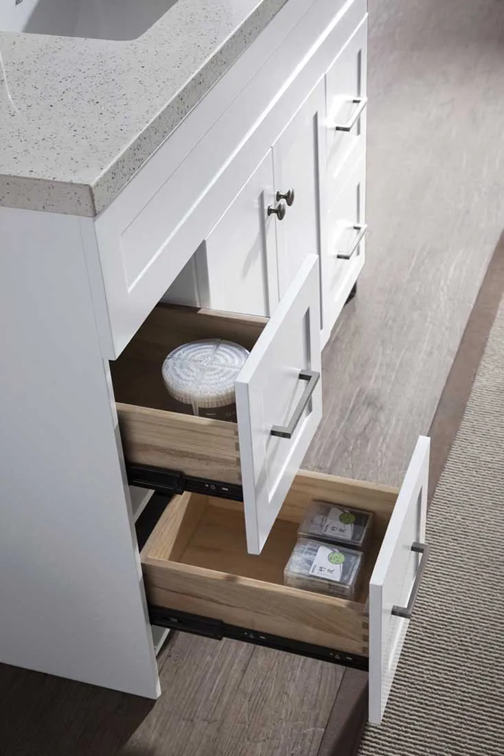 Ariel Hamlet 49" Single Sink Vanity Set with White Quartz Countertop in White