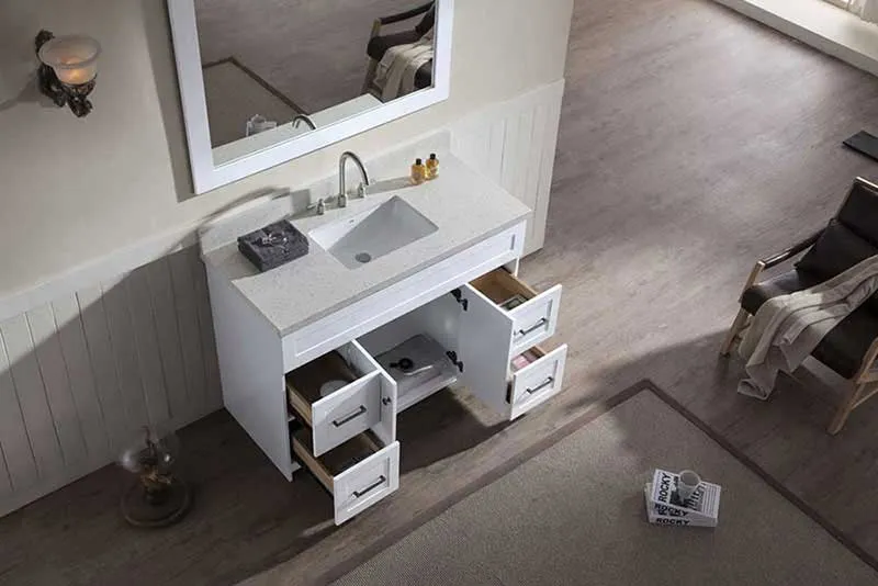 Ariel Hamlet 49" Single Sink Vanity Set with White Quartz Countertop in White