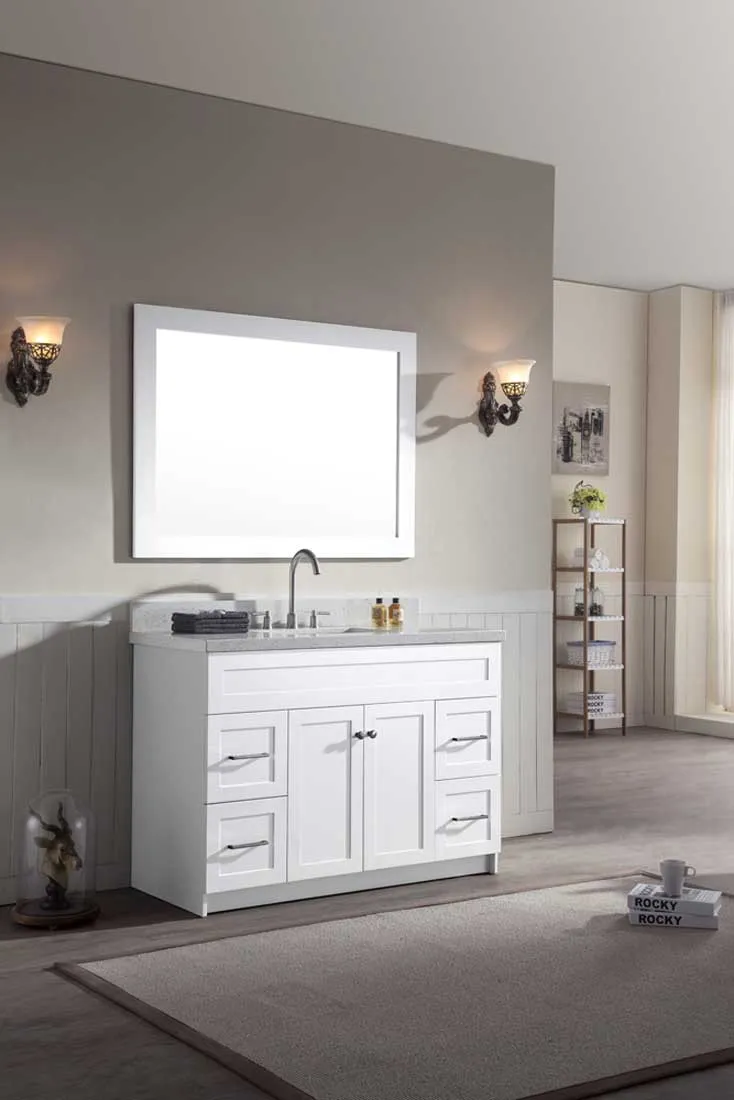 Ariel Hamlet 49" Single Sink Vanity Set with White Quartz Countertop in White