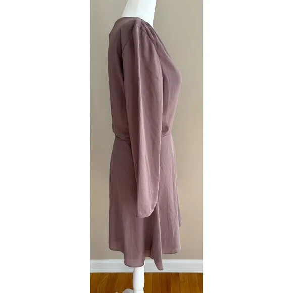 Aritzia Babaton Optima True Wrap Mini Dress Size M  Mauve Mocha Mousse