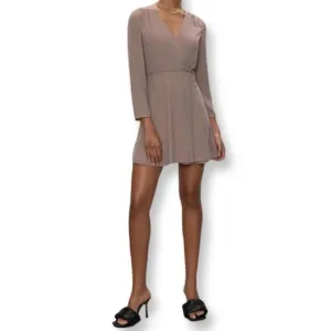 Aritzia Babaton Optima True Wrap Mini Dress Size M  Mauve Mocha Mousse