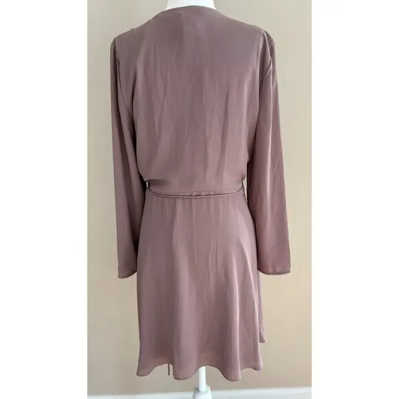 Aritzia Babaton Optima True Wrap Mini Dress Size M  Mauve Mocha Mousse