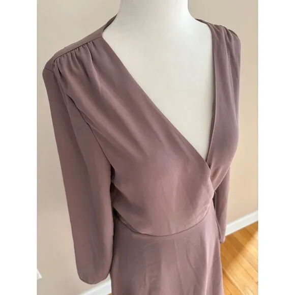 Aritzia Babaton Optima True Wrap Mini Dress Size M  Mauve Mocha Mousse