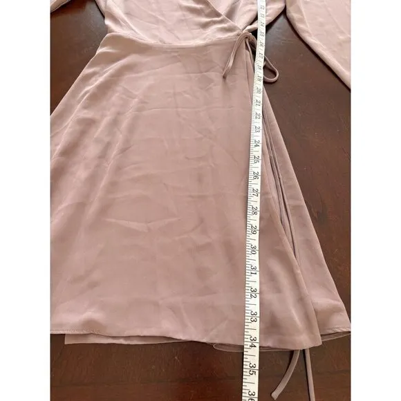 Aritzia Babaton Optima True Wrap Mini Dress Size M  Mauve Mocha Mousse