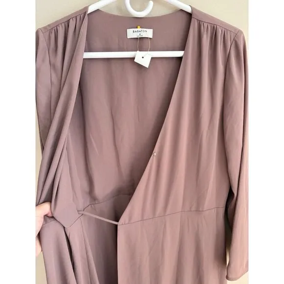 Aritzia Babaton Optima True Wrap Mini Dress Size M  Mauve Mocha Mousse