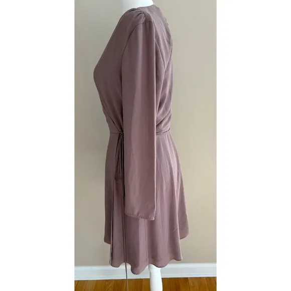 Aritzia Babaton Optima True Wrap Mini Dress Size M  Mauve Mocha Mousse
