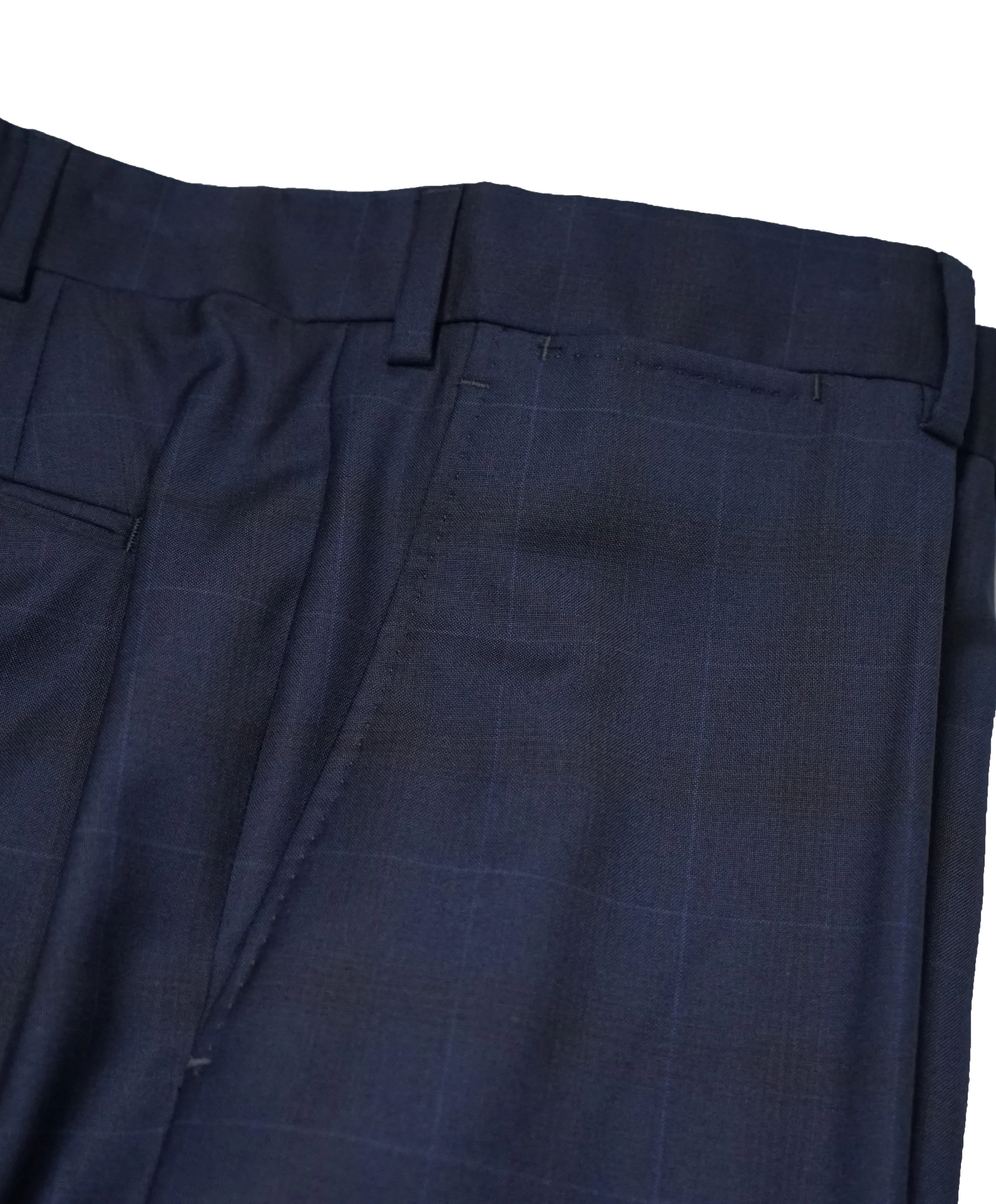ARMANI COLLEZIONI - Bold Blue Check Plaid Flat Front Dress Pants - 38W