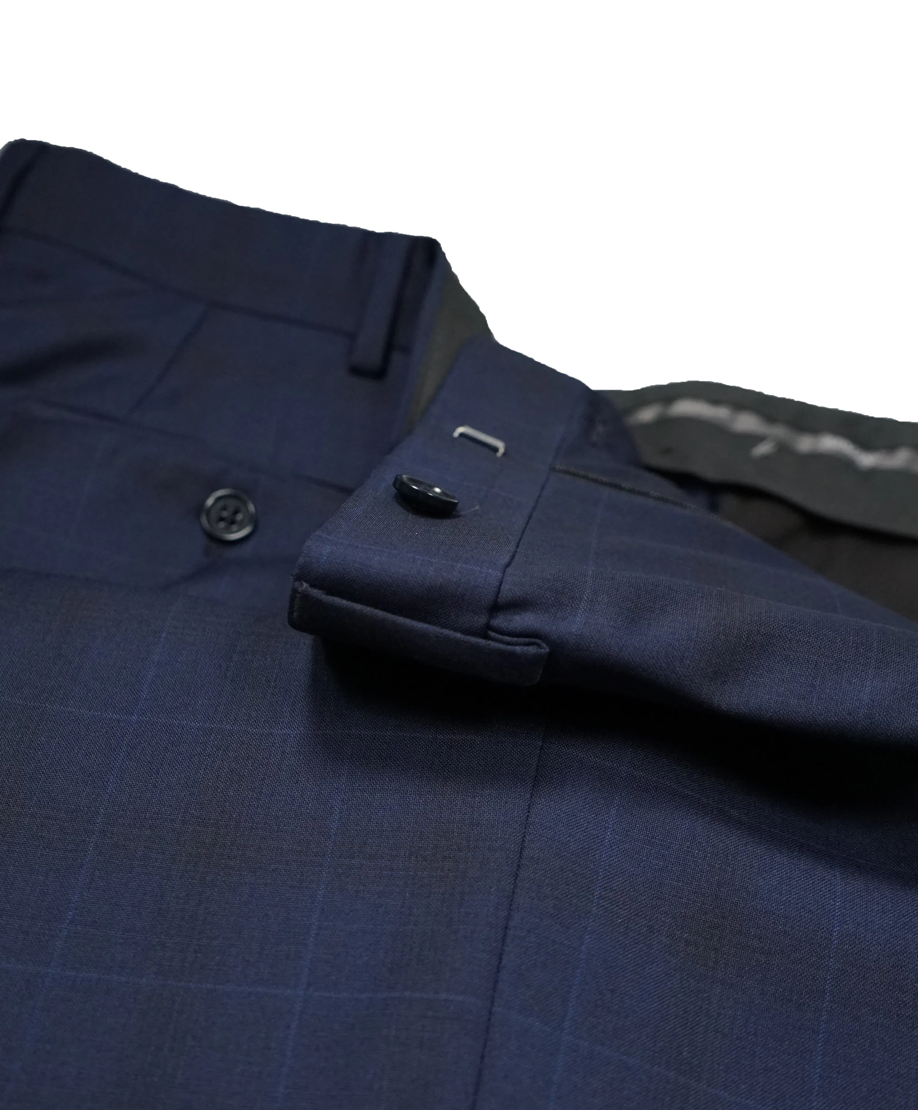 ARMANI COLLEZIONI - Bold Blue Check Plaid Flat Front Dress Pants - 38W