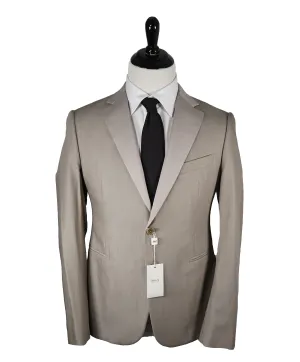 ARMANI COLLEZIONI - “M Line” Slim Beige Stone Summer Suit Tonal Satin Lapel - 40R