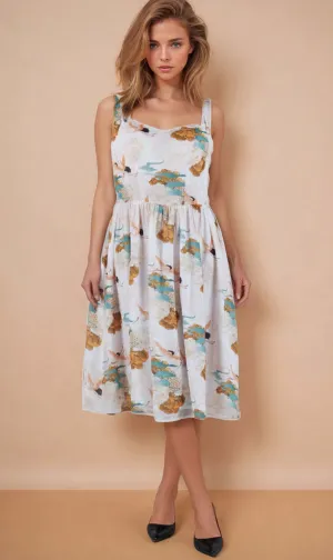 Arris Tea Dress with Sweetheart Neck
