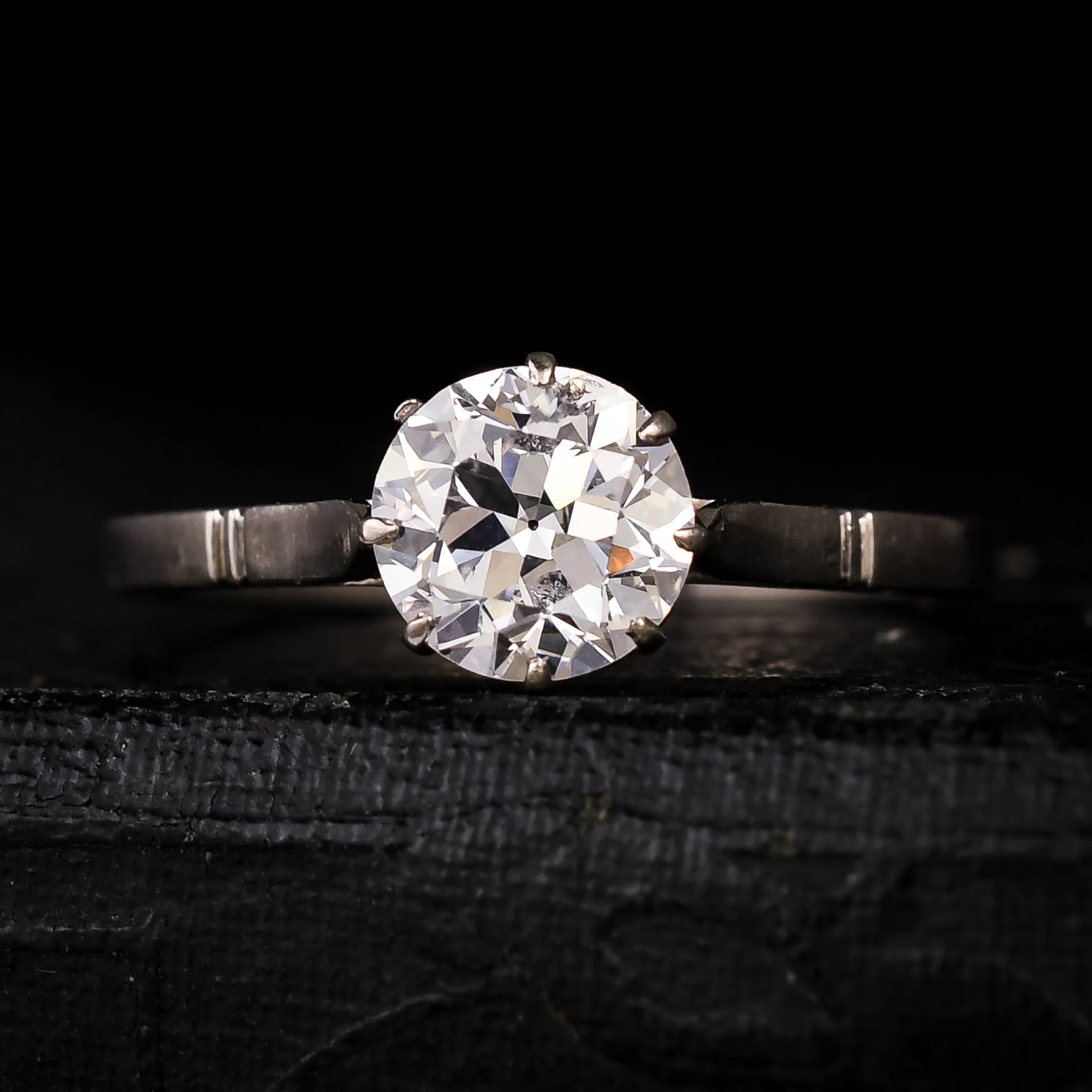 Art Deco 1.72ct Transitional Cut Diamond Solitaire Ring