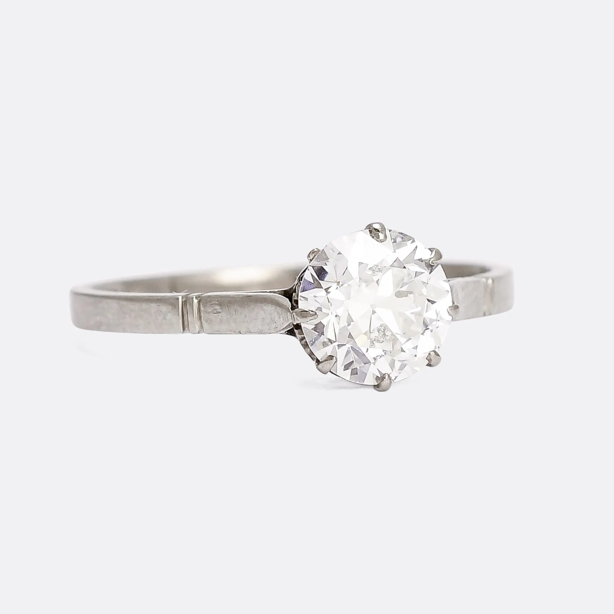 Art Deco 1.72ct Transitional Cut Diamond Solitaire Ring
