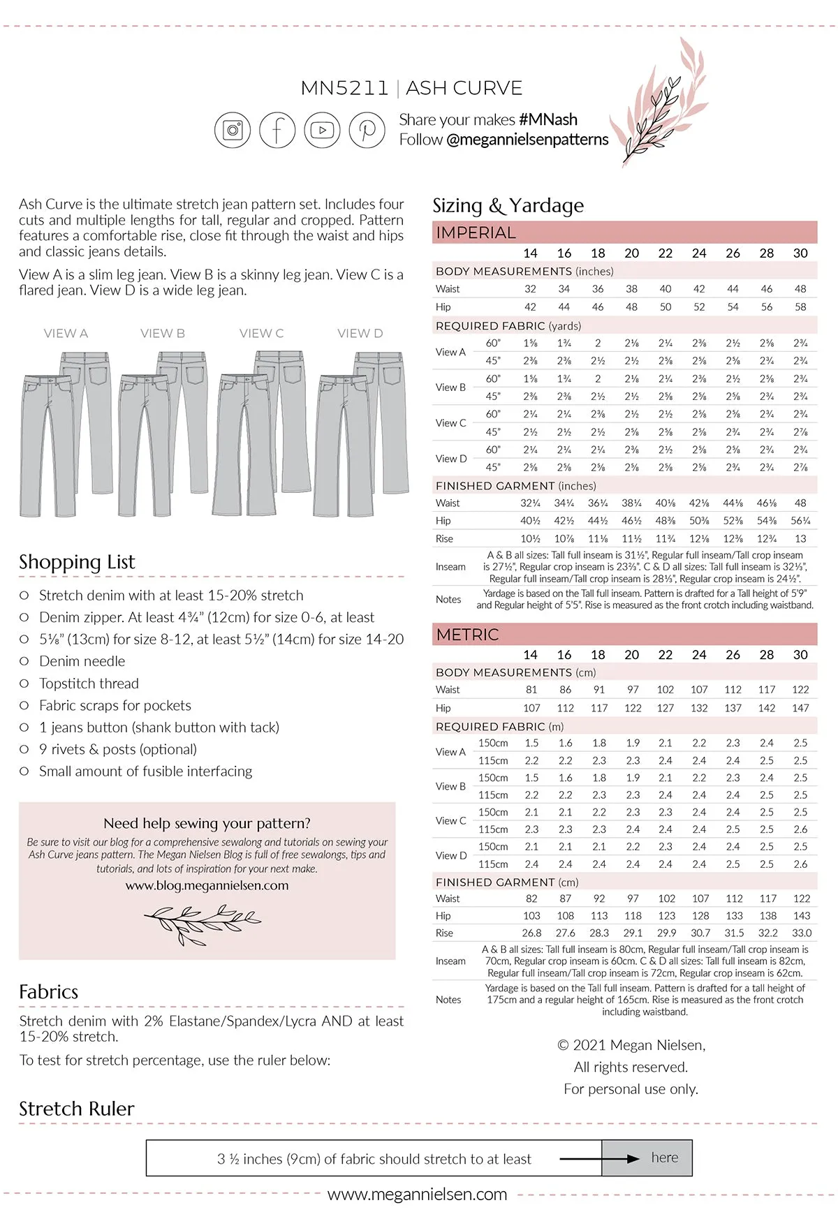 Ash Curve Jeans (4 in 1!) pattern