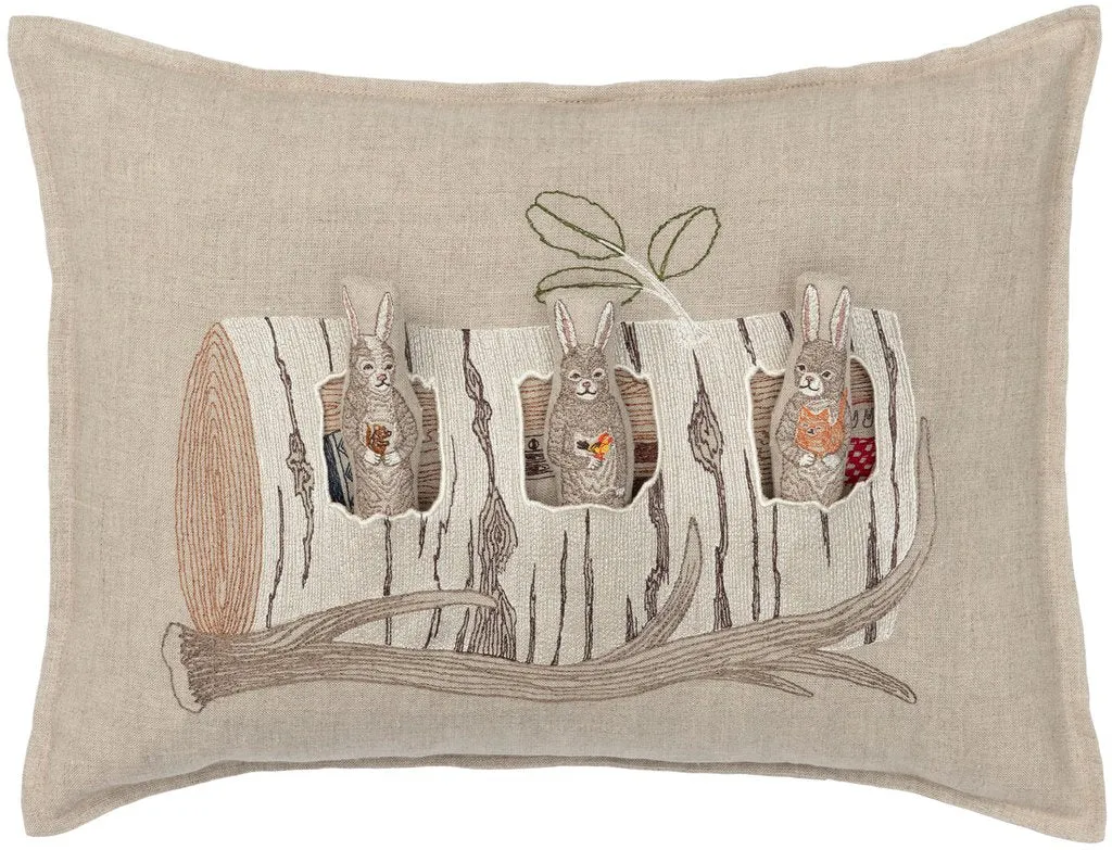 Aspen Log Bunnies Pocket Pillow