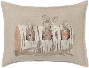 Aspen Log Bunnies Pocket Pillow