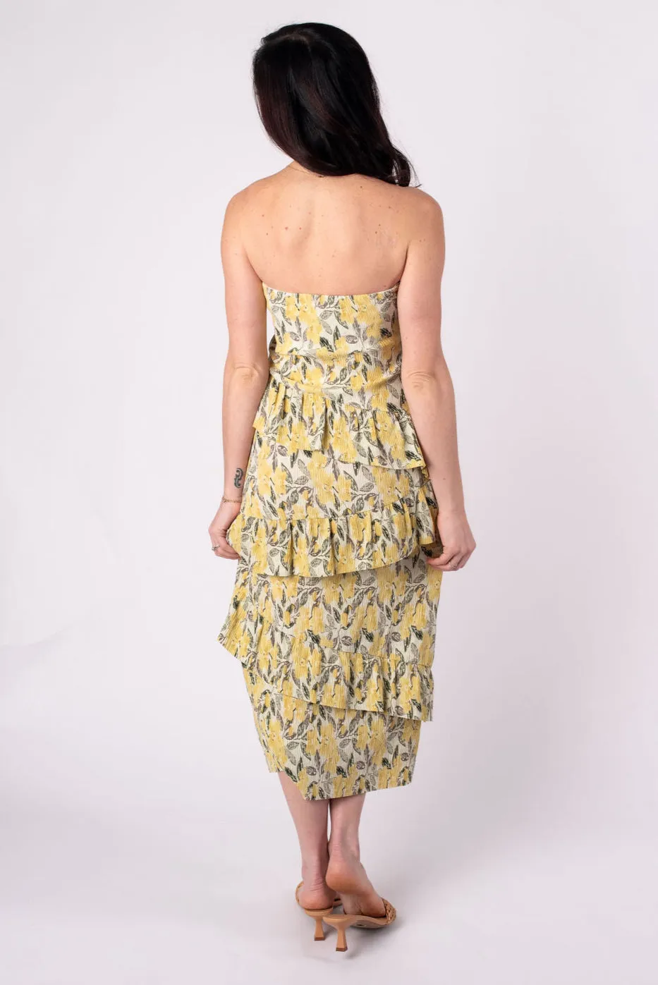 [ASTR The Label] Tiered Ruffle Dress - Lemon Floral