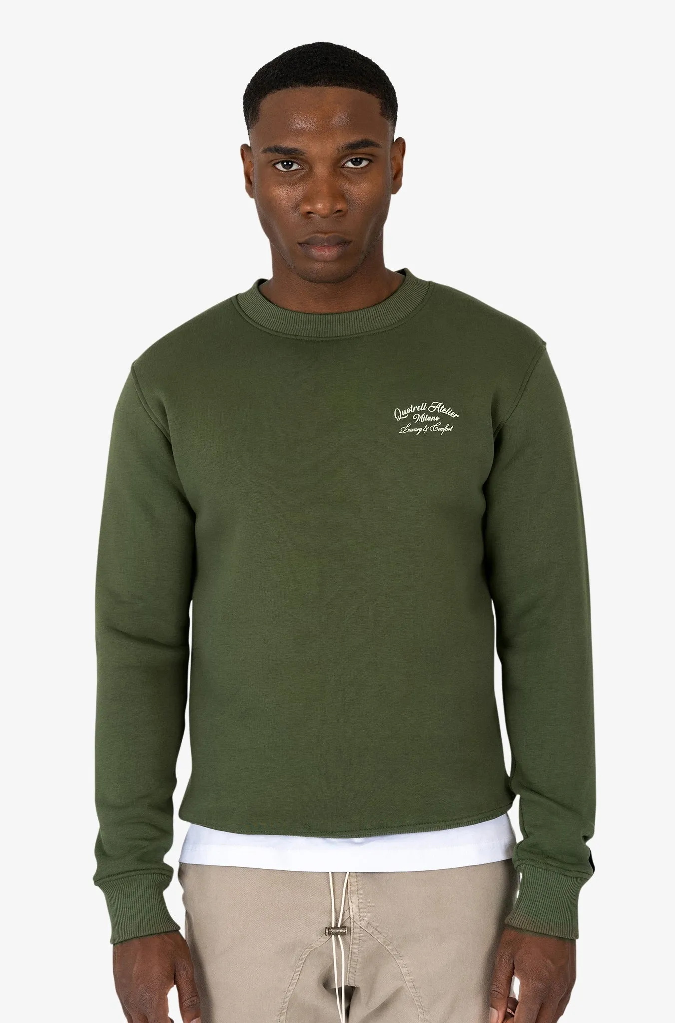 ATELIER MILANO CREWNECK | ARMY GREEN/WHITE
