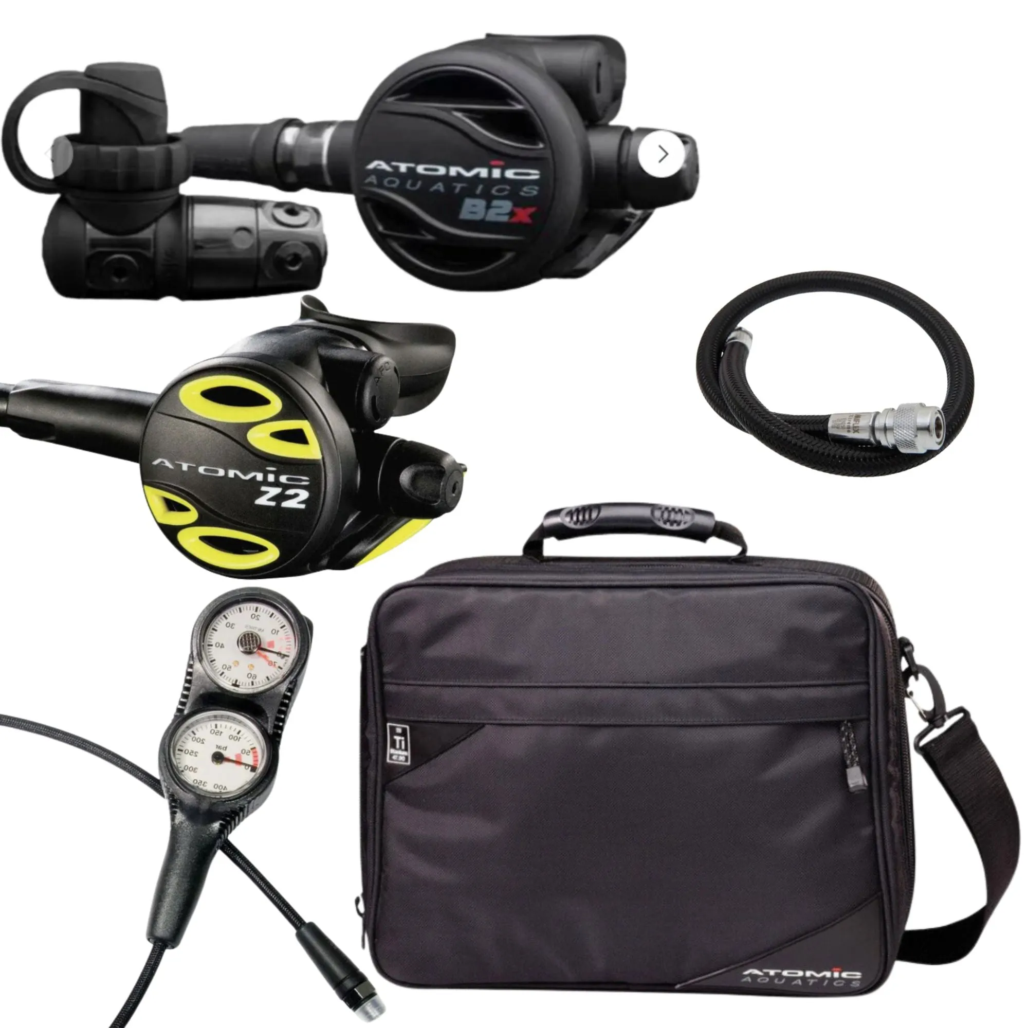 Atomic B2x Diving Regulator Bundle   Double Console And BCD Hose