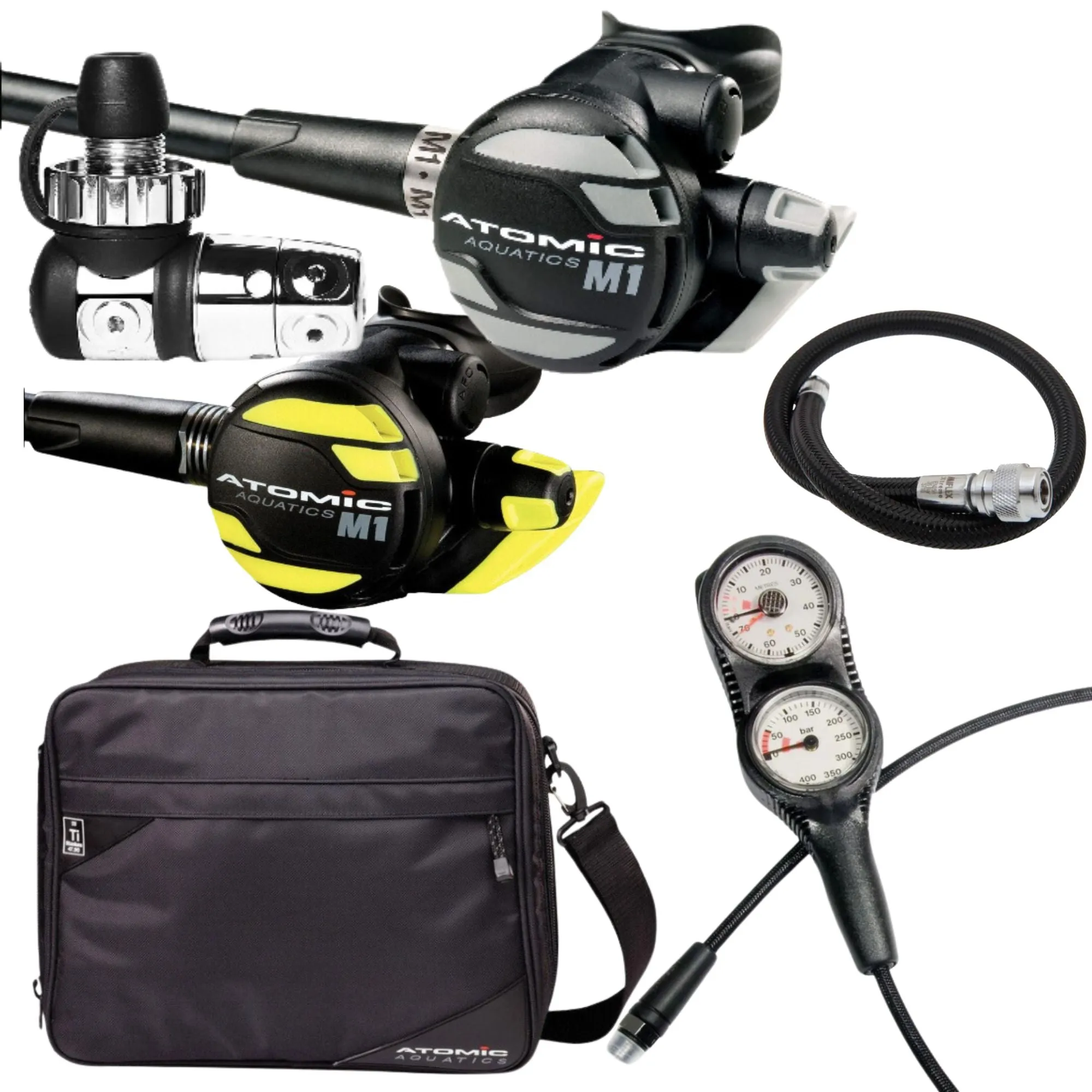 Atomic M1 Diving Regulator   Miflex Double Console And BCD Hose Bundle