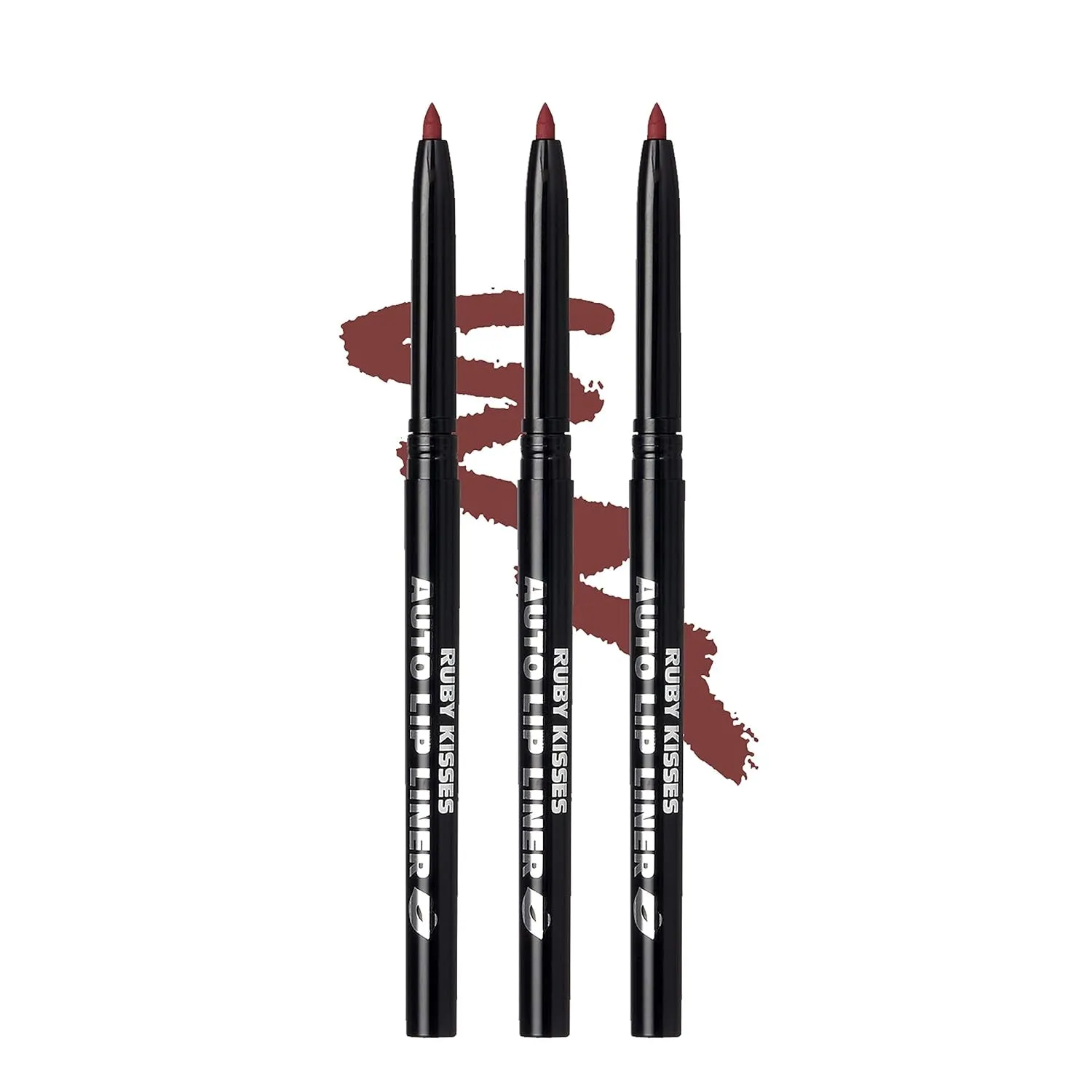 Auto Lip Liner Pencil, Long Lasting & Non-Fading, Smooth Application, Non-Feathering with Rich Color, No Sharpener Needed, Ideal for Full Lips Look (Dark Brown) (3 PACK)