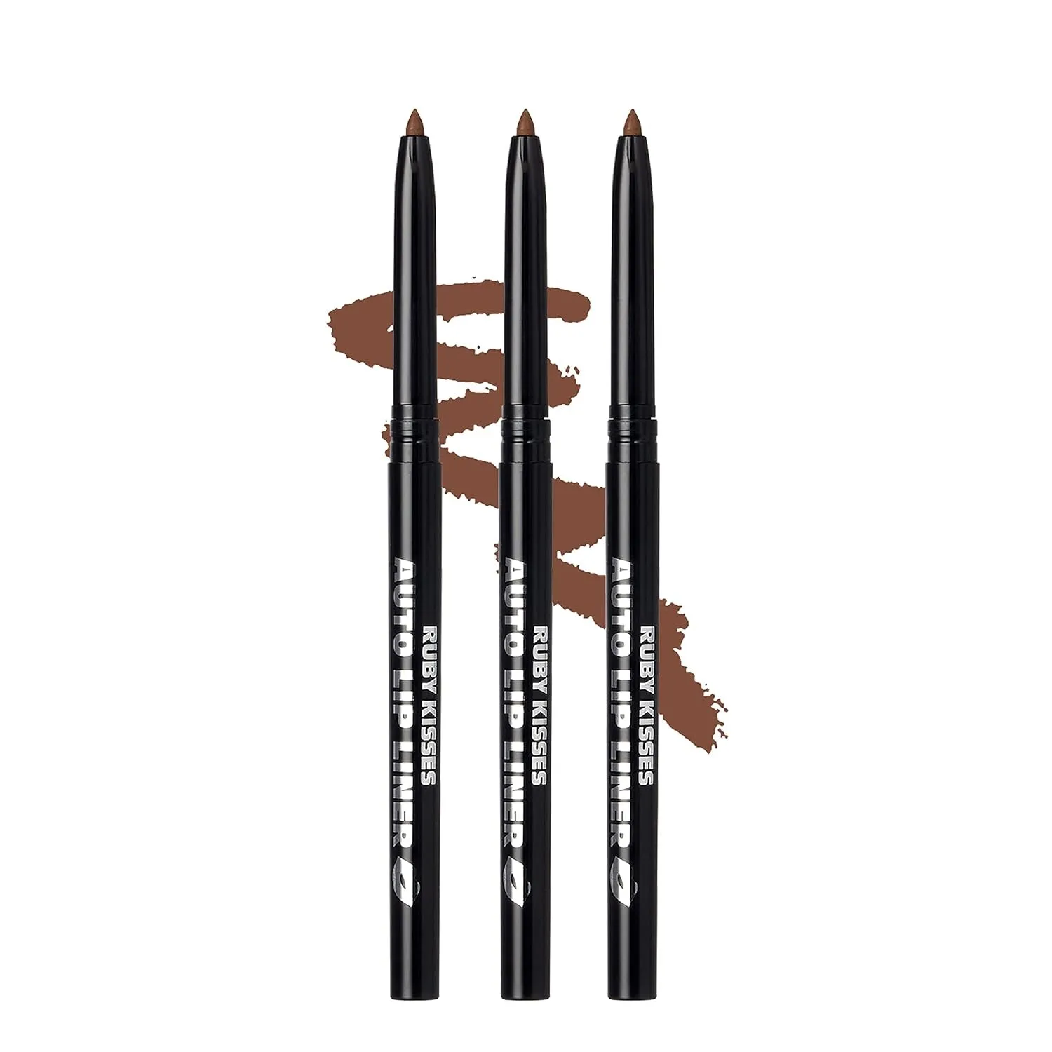 Auto Lip Liner Pencil, Long Lasting & Non-Fading, Smooth Application, Non-Feathering with Rich Color, No Sharpener Needed, Ideal for Full Lips Look (Dark Brown) (3 PACK)