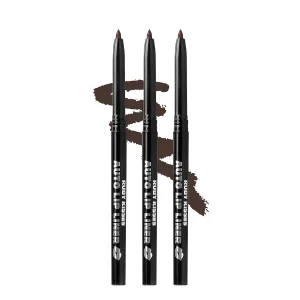 Auto Lip Liner Pencil, Long Lasting & Non-Fading, Smooth Application, Non-Feathering with Rich Color, No Sharpener Needed, Ideal for Full Lips Look (Dark Brown) (3 PACK)