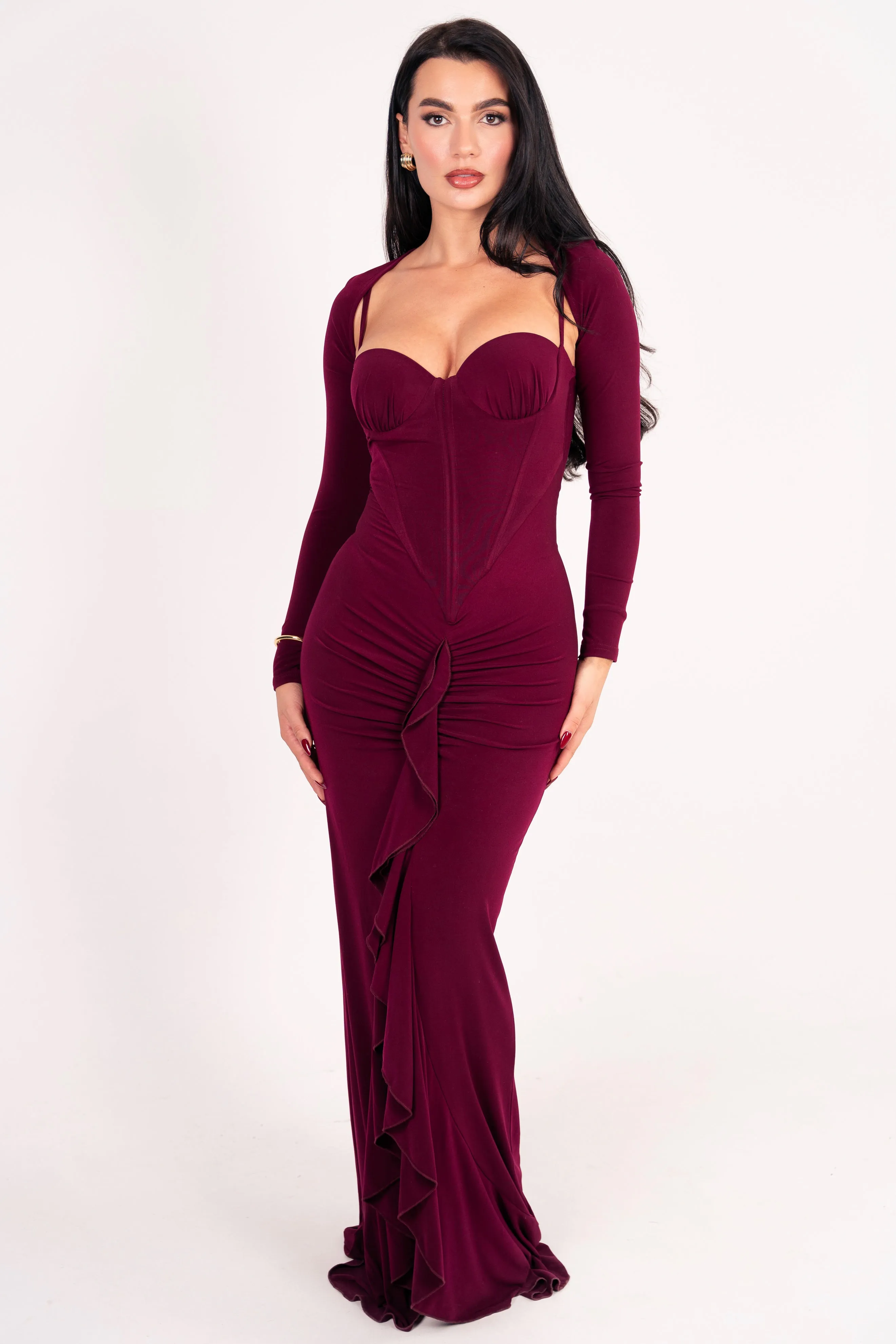 Avenna Wine Dress