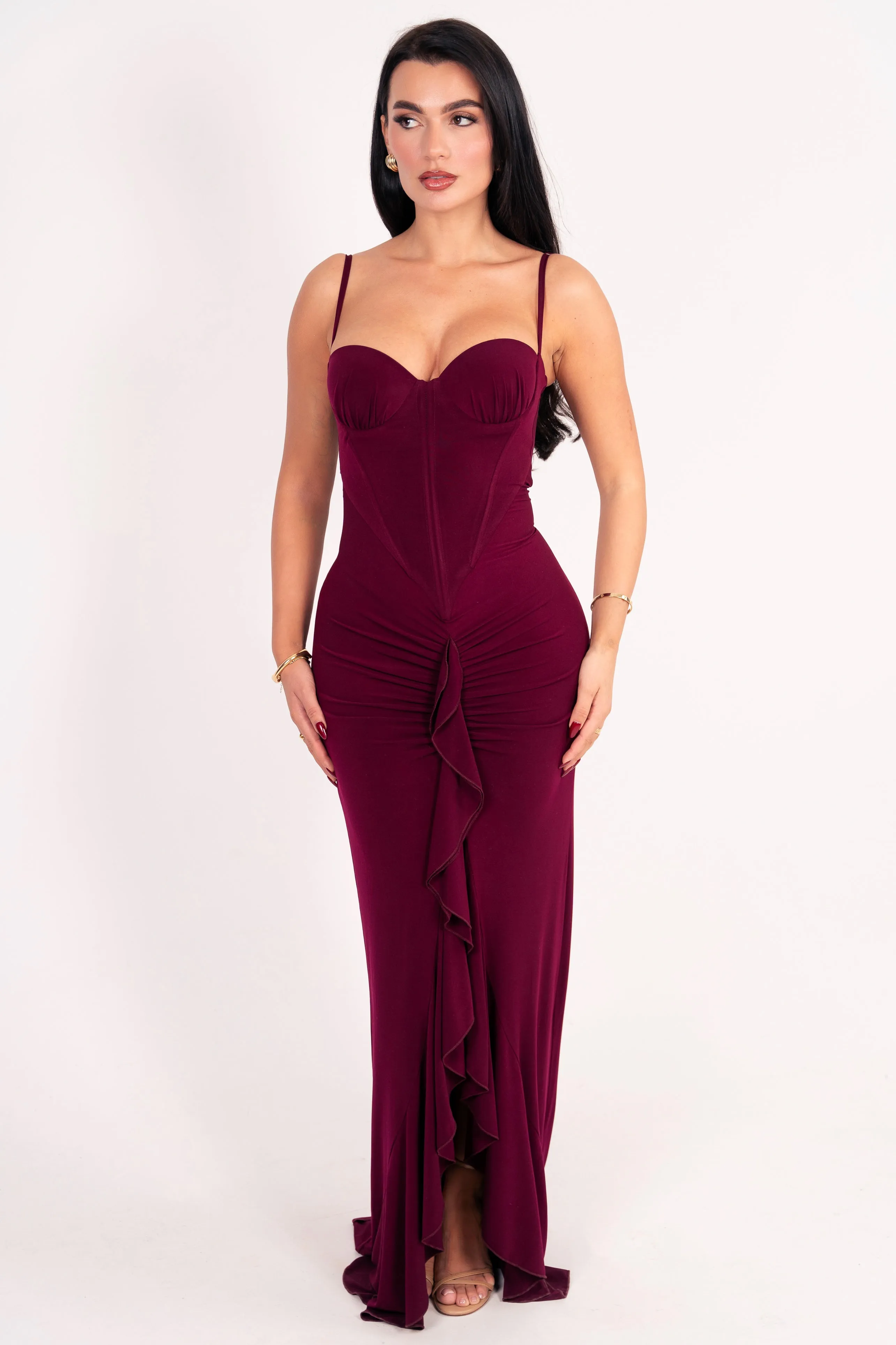 Avenna Wine Dress
