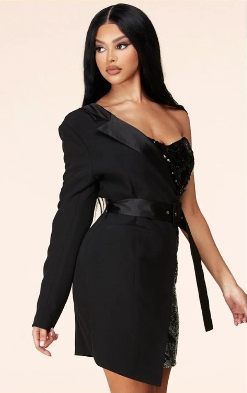 Avenue 10 Half Sequin Blazer Dress